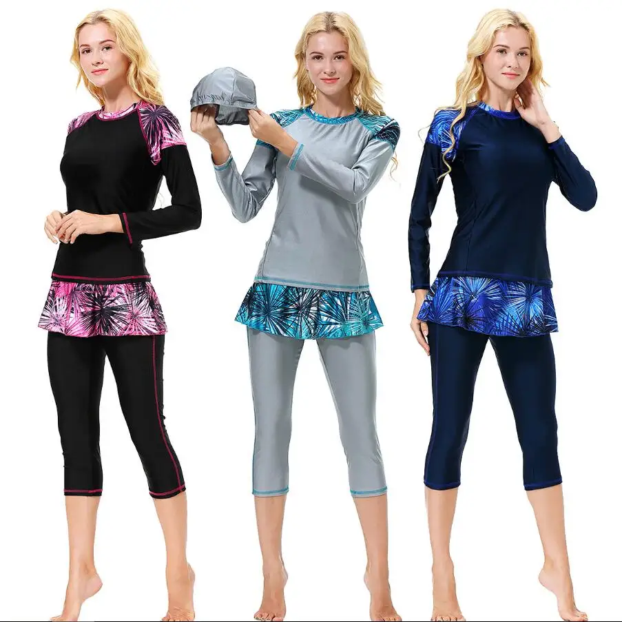 

3 PCS Plus Size Maillot De Bain Hijab Girls Muslim Swimwear Burkini Women Modest Bathing Suit Islamic Swimsuit for Kids Hasema