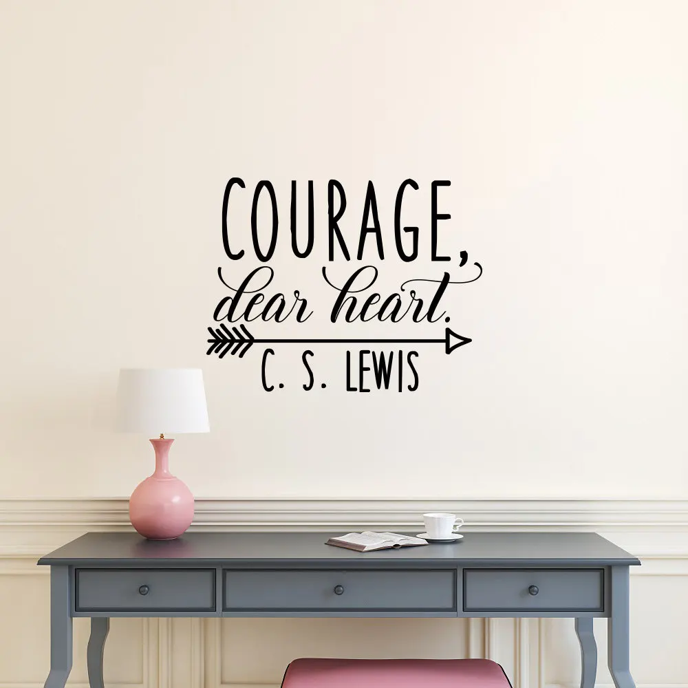 

Encourage Quote Wall Decal Courage Dear Heart C S Lewis Home Self Vinyl PVC Wall Stickers For Living Room Removable Decal SYY148