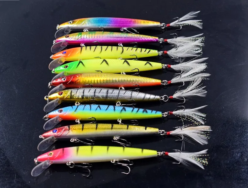 9 шт./лот рыболовные приманки 12 см 13 8 г 3 крючка Minnow воблер isca искусственный