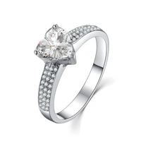2ct paved heart shape stunning diamond ring for women engagement platinum 950 jewelry semi mount