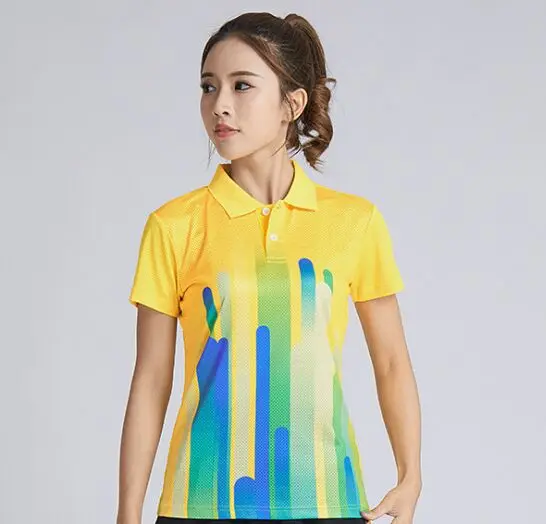 I-02 Shirt Новые женские теннисные футболки, Женский Быстросохнущий комплект для бадминтона, спортивная одежда для девочек, желтая футболка для игры в теннис, футболка для бега - Цвет: I-02 Shirt