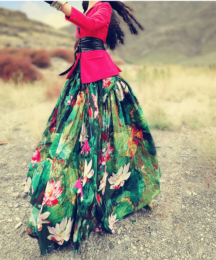 Женская длинная юбка из хлопка и льна повседневная утепленная оригинального