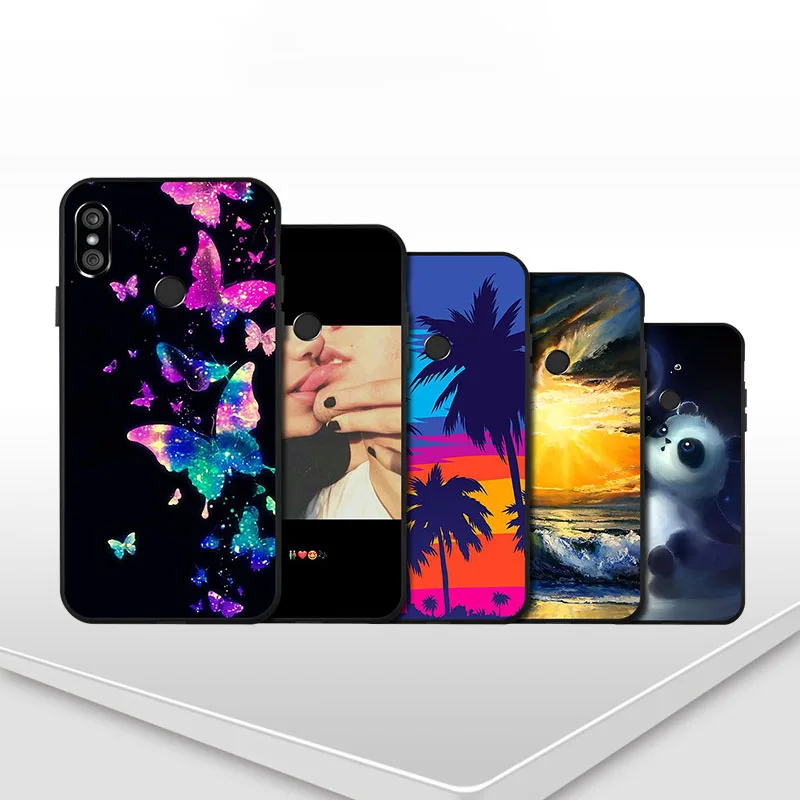 Case For Xiaomi Redmi Note 7 5 Pro 8 Cases Coque 3D DIY Painted Black Flower Cat Cover On For Xiaomi Mi 9 SE Xiomi 9T Bumper