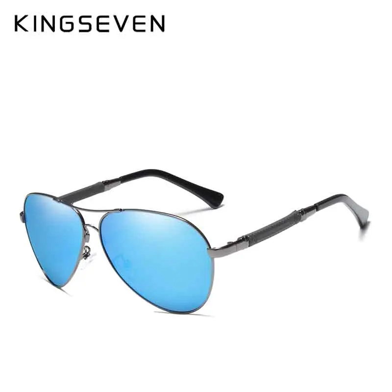 C05 Silver blue KINGSEVEN, высокое качество, очки пилота, мужские, поляризационные, UV400, солнцезащитные очки, очки, Oculos De Sol, аксессуары, очки для вождения - Цвет линз: C05 Silver blue