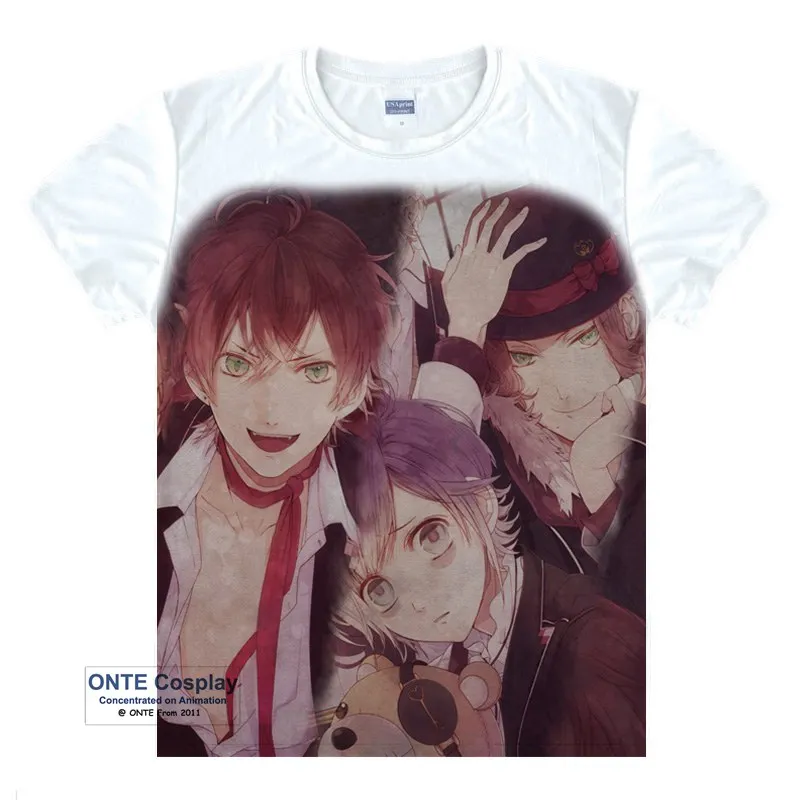 Аниме DIABOLIK LOVERS Cosplay Komori Yui футболки с короткими рукавами принтом Sakamaki Kanato Fancy Tees
