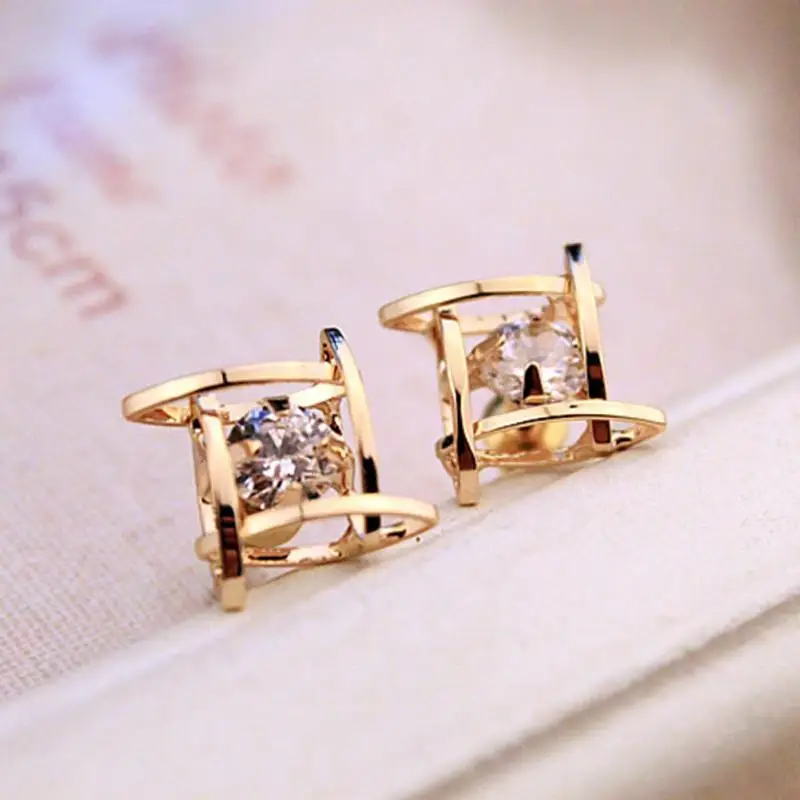 Новые Элегантные Очаровательные черные квадратные серьги гвоздики со стразами