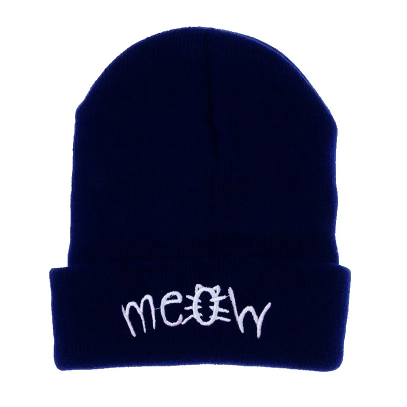 Womail зимняя вязаная шапка с надписью Meow Beanie модная кепка в стиле хип-хоп унисекс