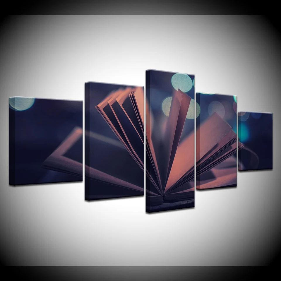 

Classic Book Wall Pictures For Living Room Modern 5 Piece Modular HD Printed Cuadros Decor English Book Canvas Painting Artwork