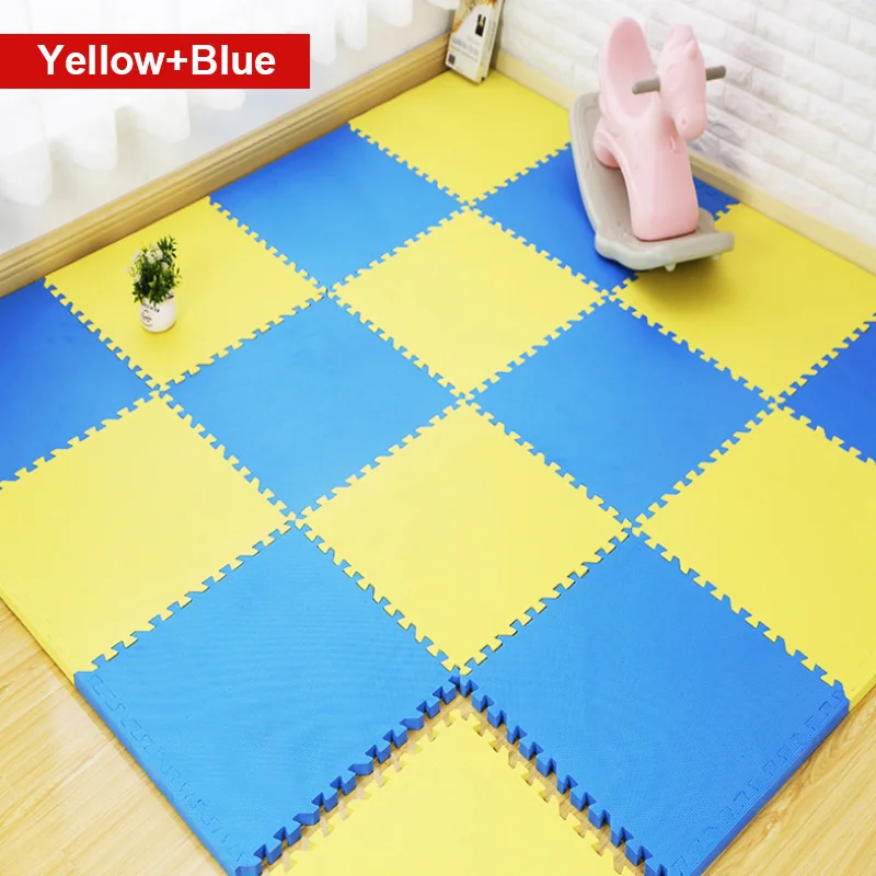 yellow blue ITNEX 10 шт./лот 30*30*0,8 см для детей, eva пены игровой коврик-пазл для детей ковры, детские игрушки, ковер для детей блокируя напольный для упражнений Плитки - Цвет: yellow blue