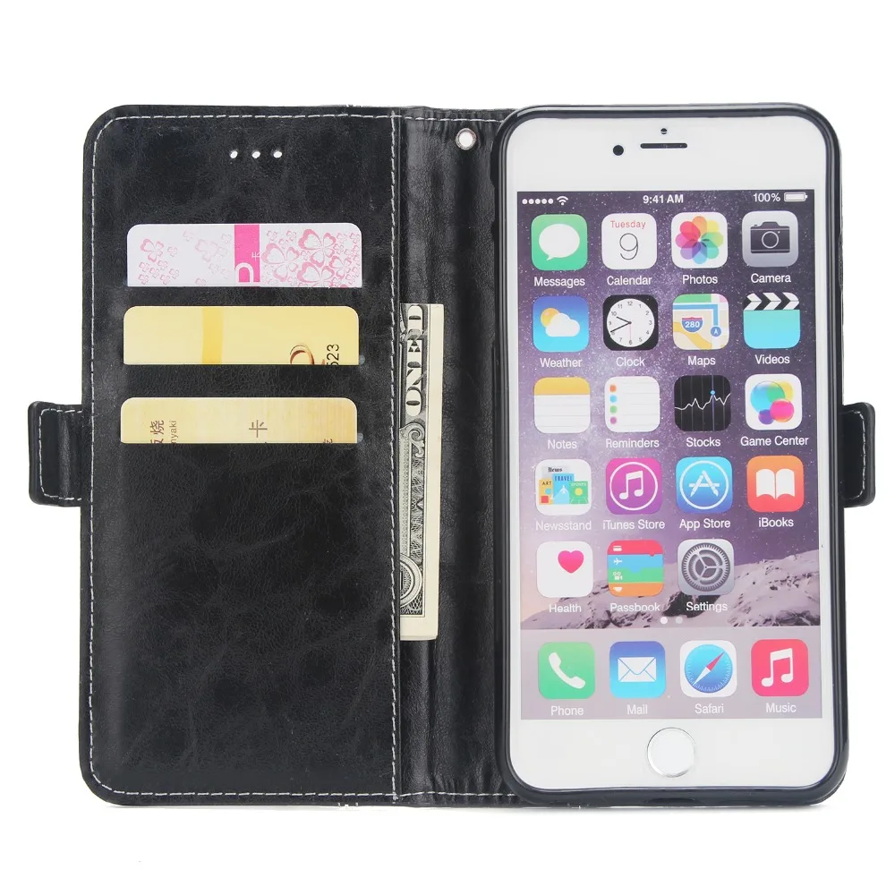 Роскошные Флип Чехол Для coque fundas для iPhone 6 чехол телефона s 6s с держатель карт |