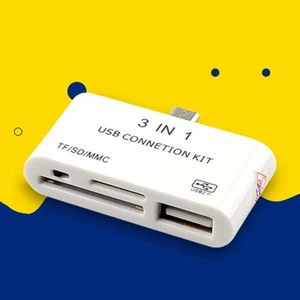 3-в-1 USB OTG кардридер, высокоскоростной USB 2,0 универсальный кардридер OTG TFSDMMC кардридер, удлинитель для телефона