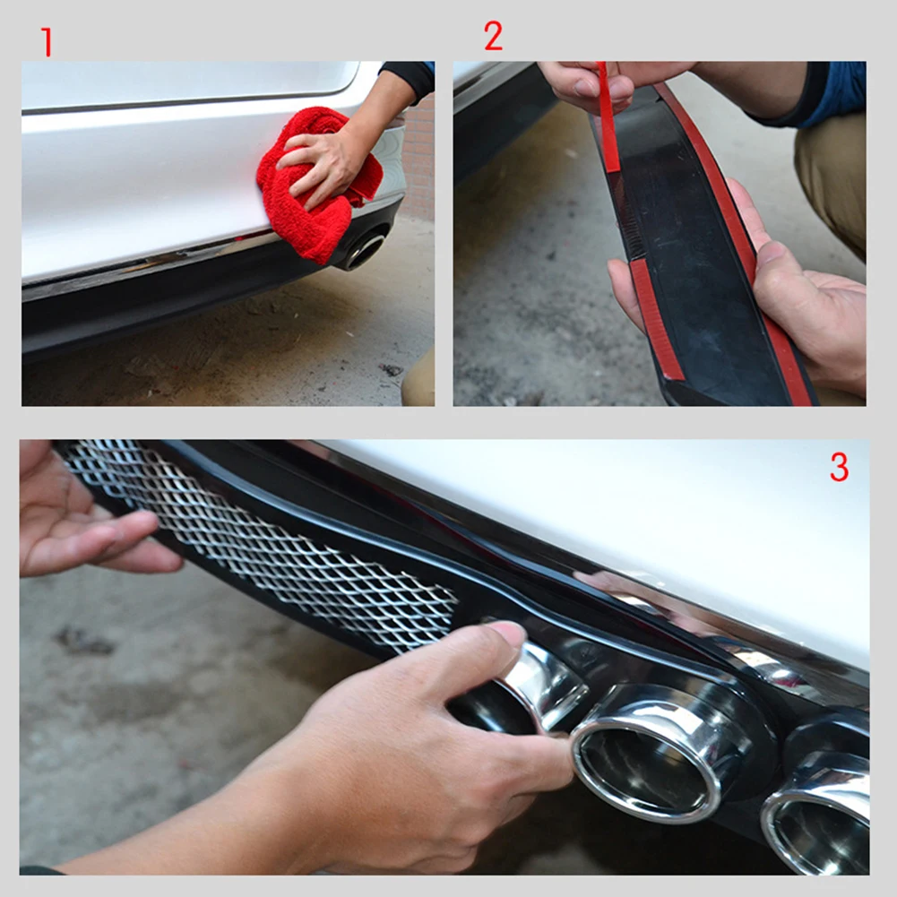 1Pair Universal Car Auto Styling Fake Decorative Vent Grid Exhaust Muffler Pipe Adhesive Tape