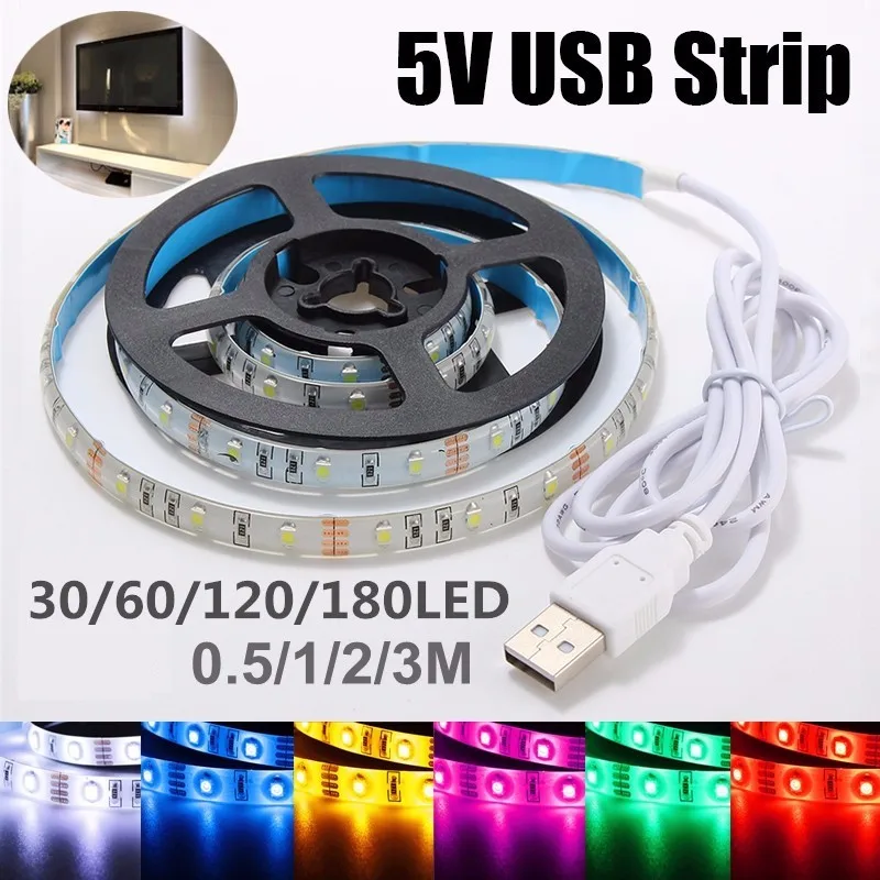 1 шт. 5 В USB кабель силовой светодиодный светильник полоса RGB 3528 50 см для ТВ фона