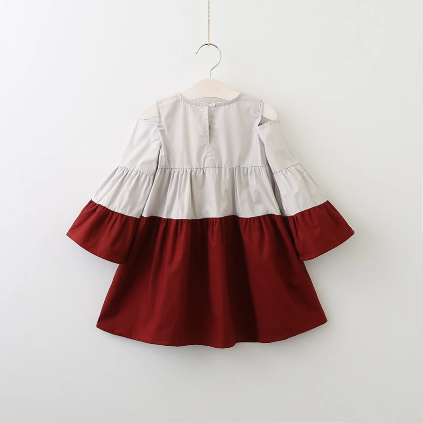 Детское многослойное платье принцессы в стиле пэчворк с открытыми плечами