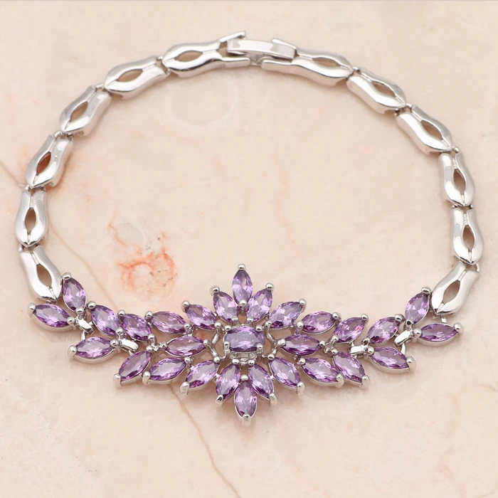 ROLILASON необычный дизайн фиолетовый циркон серебряный заполненный многослойный