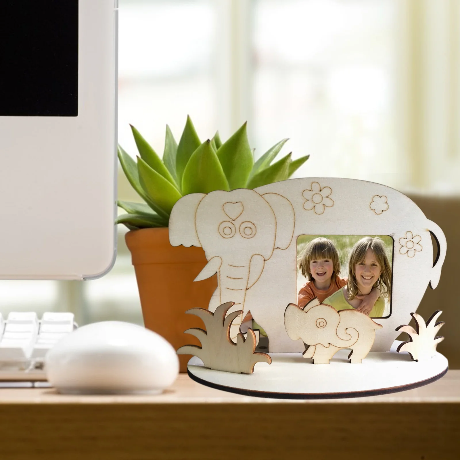 DIY деревянные, с животными из мультиков фоторамка пчела Жираф картина рамка украшение, арт-поделка для дома ребенок душ день рождения поставка