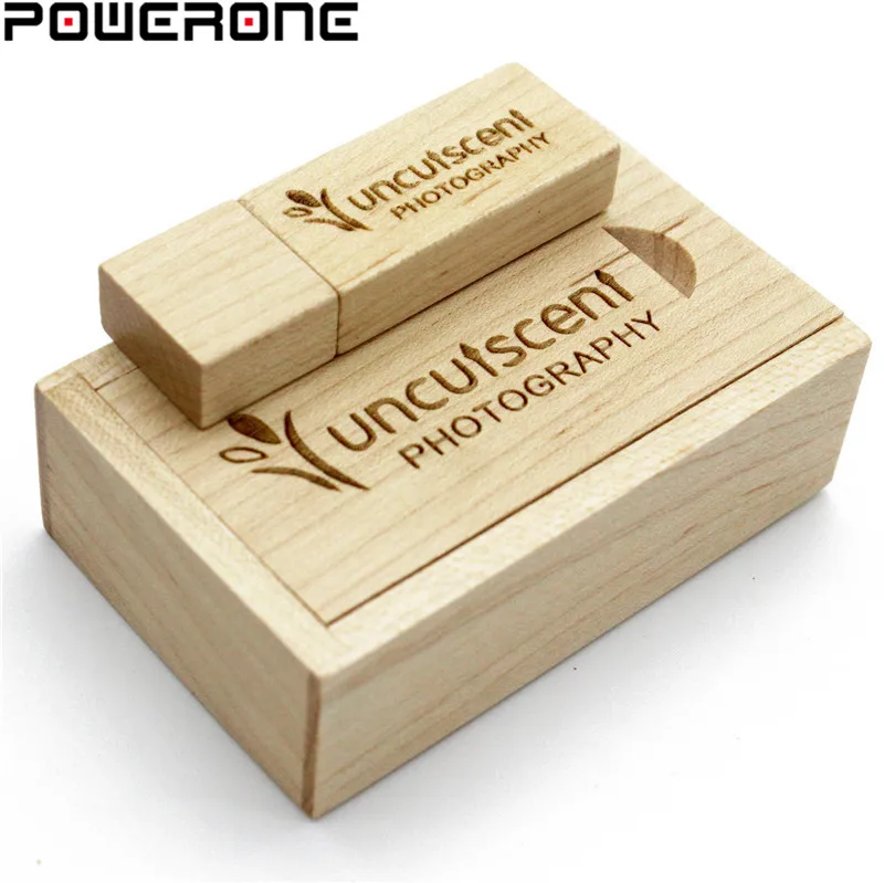 POWERONE(более 10 шт бесплатный логотип) Деревянный USB с коробкой usb флеш-накопитель 8 ГБ 16 ГБ 32 ГБ 64 Гб карта памяти свадебные подарки