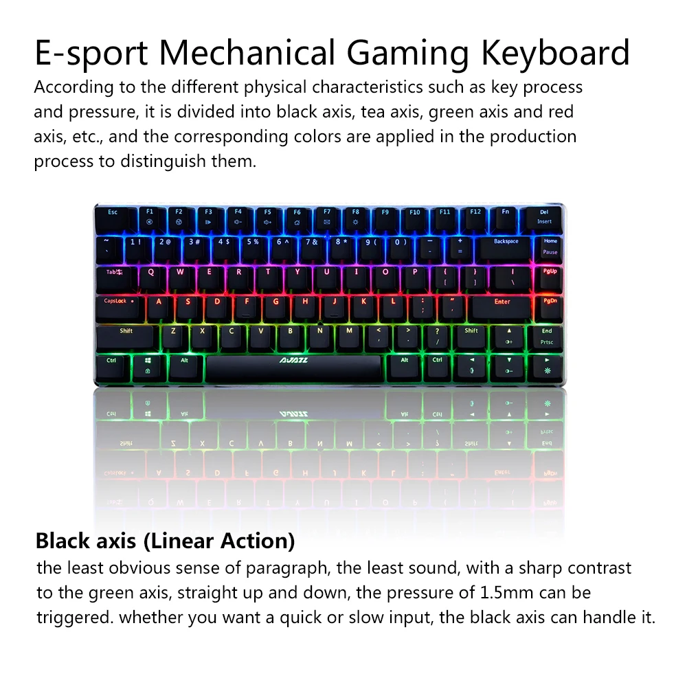Клавиатура AJAZZ AK33 Механическая игровая цветная LED RGB клавиатура 82 клавиши