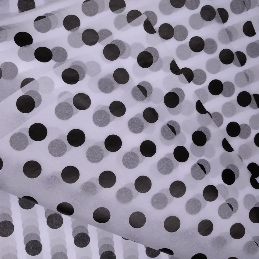 120 шт. декоративная бумага в черный горошек для вечеринки и подарочной упаковки
