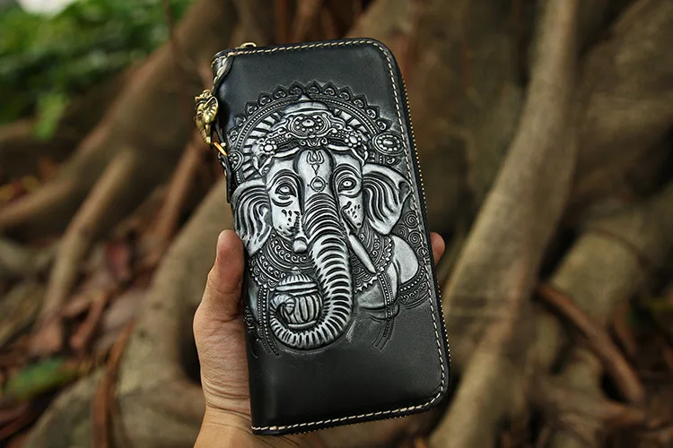 Free Shipping,japan style tanning cowhide Elephant wallet,men's zipper purse,multi-functional handbag.cool gift