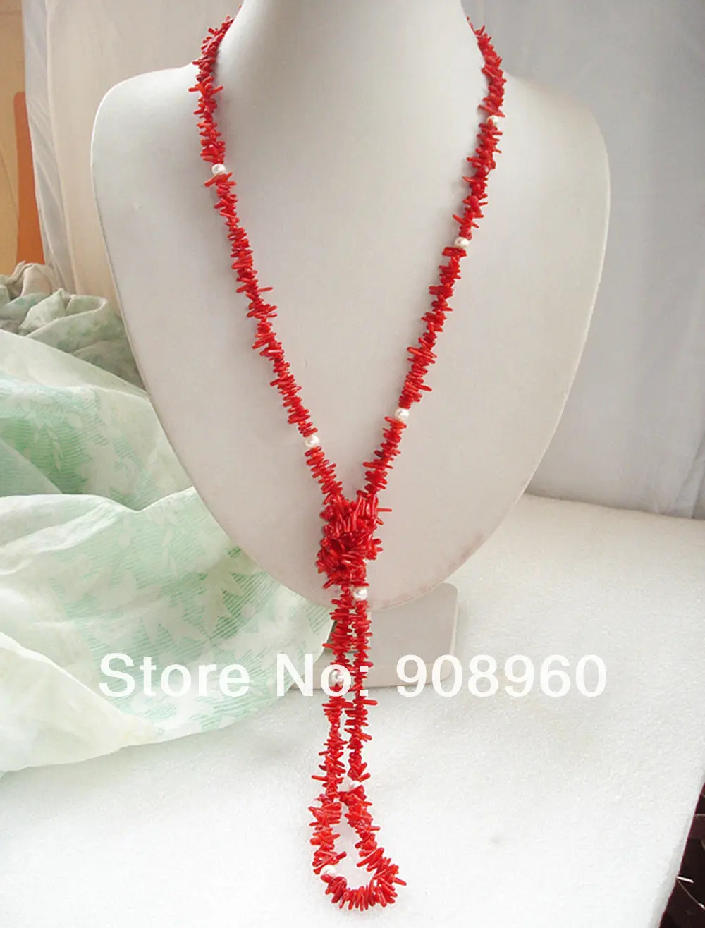 Колье ручной работы с пресноводным жемчугом 120 см | Украшения и аксессуары