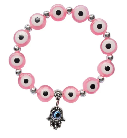 Hot New Fashion Mixed Color Lucky Bracelet Blue Evil Eye Round Beads Wearing rope Bracelets With Hamsa Hand Protection Women D14 | Украшения