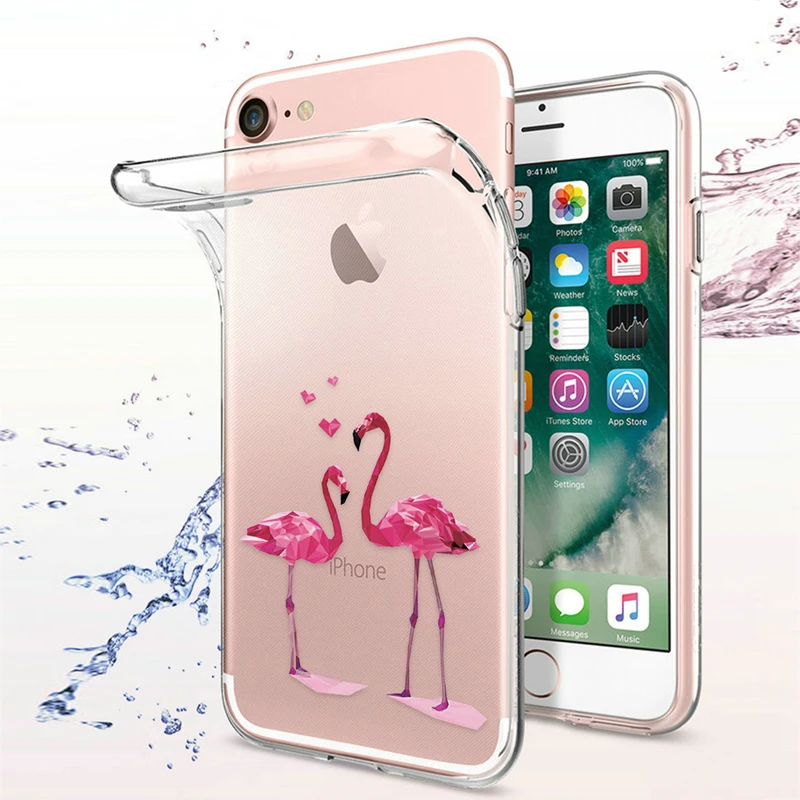 Милый чехол для телефона для iPhone 7, 8 Plus, 6, 6 S, X, XS, Max, XR, 5, 5S, SE, мягкий силиконовый чехол для iPhone 6 S PLUS, 7, 8, кактус, фламинго, чехол s