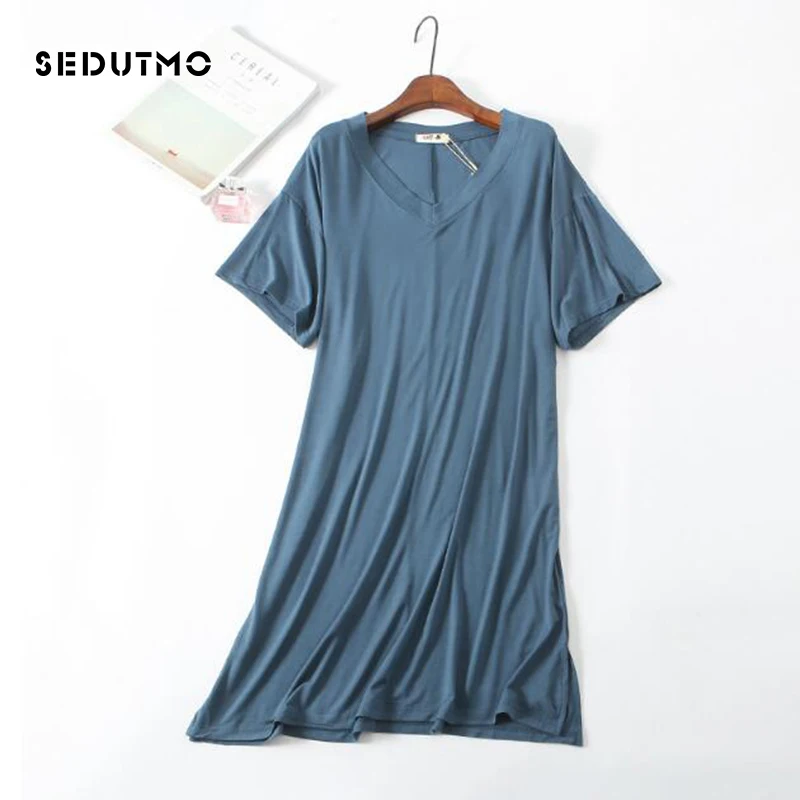 SEDUTMO 2018 сексуальное модальное платье женские летние платья оверсайз с V образным