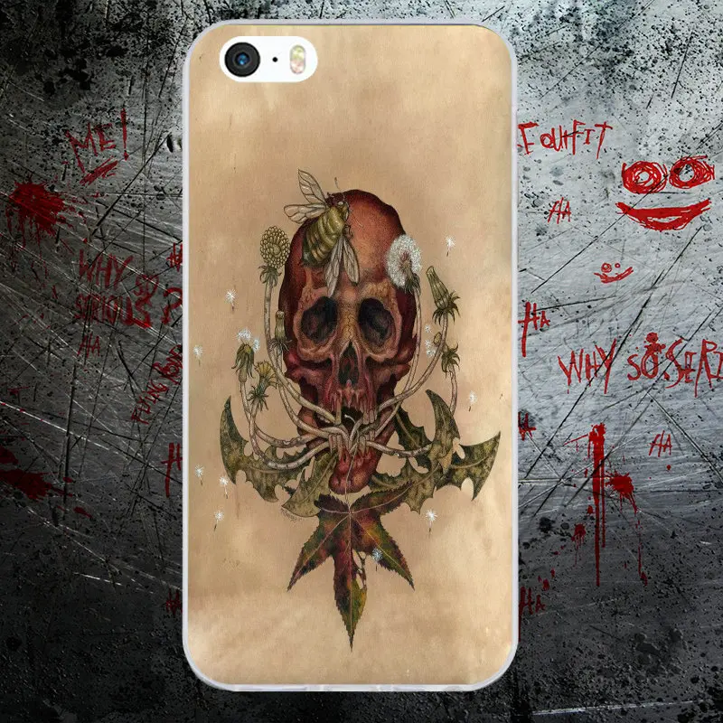 Soft TPU Mobile Phone Accessories Silicon Cases for iPhone 8 7 6 6S Plus X 5 5S SE 5C 4 4S Shell Fashion Pouch Poker Skull Tatoo | Мобильные