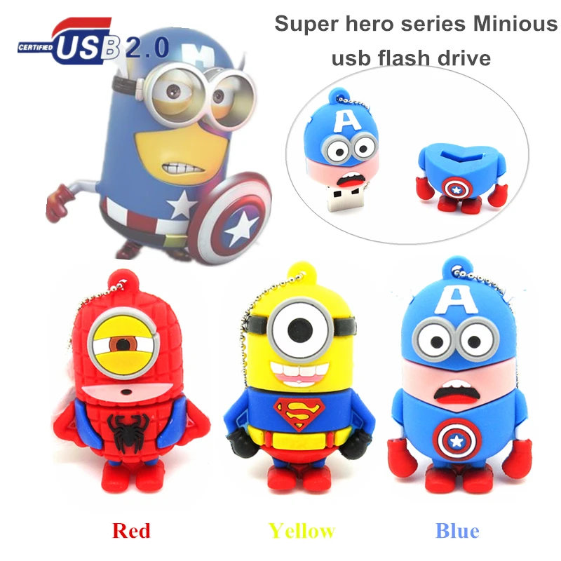 Usb флеш накопитель Super hero флешка с миньонами 32gb16гб 8 ГБ 4 Гб Суперменом Бэтменом