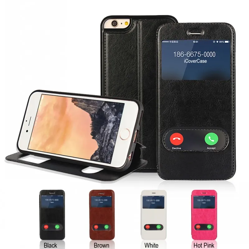 Кожаные чехлы для Apple iPhone 6 S Plus чехол с окошком просмотра Capinhas Etui Fundas iPhone6S 6plus|leather