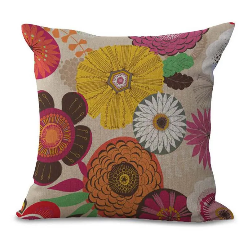 Хлопок и лен диван завод наволочка красочная печать с цветами для автомобиля