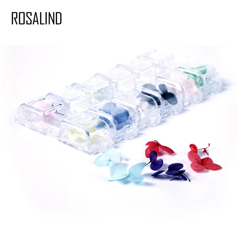 ROSALIND 1 комплект 12 цветов Сушеные Цветочные наконечники для украшения ногтей Стразы и украшения DIY вечный цветок для дизайна ногтей красота