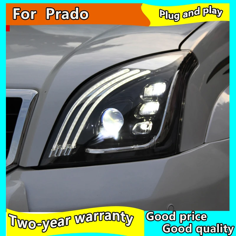 Автомобильный Стайлинг для Toyota 2003-2009 Prado все светодиодный фар монитор измеряет