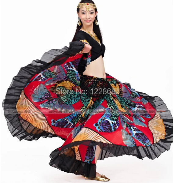

Цыганская одежда женский Цыганский танец живота костюм из 2 предметов полный круг макси юбка и бюстгальтер Топ