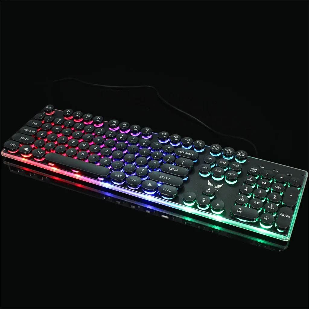 VOBERRY Backlight Game USB Keyboard Multimedia Cap Lighting Color LED Cable Mechanical Hand | Компьютеры и офис