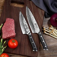 sunnecko 2pcs damascus steel chef knives set japanese aus 10 core razor sharp blade g10 handle chefs cooking kitchen knife