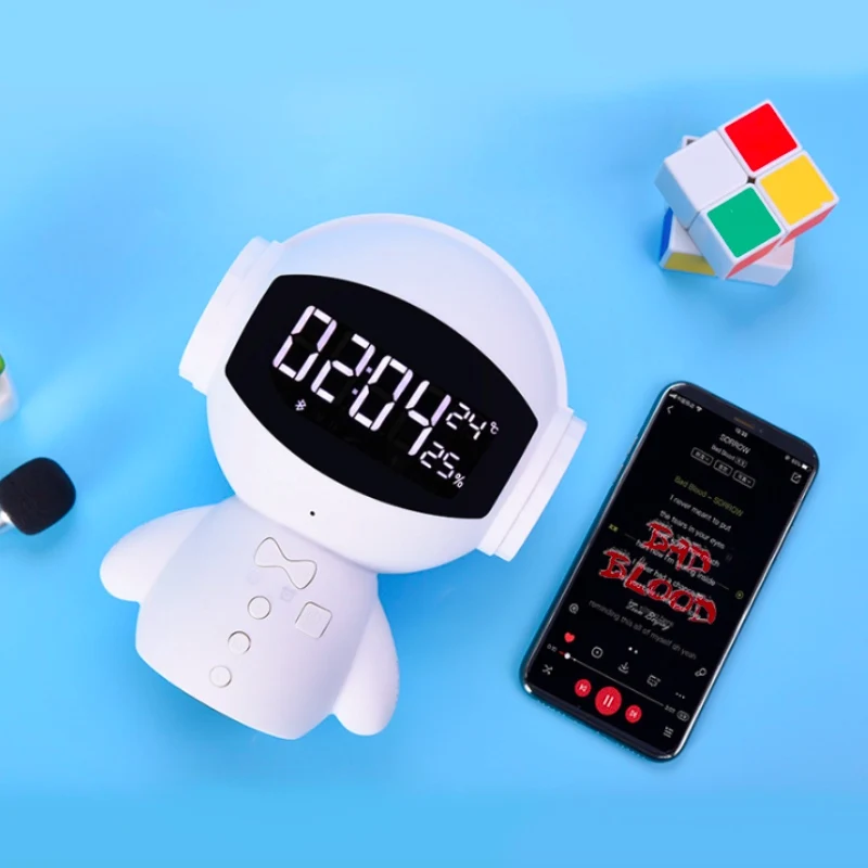 Мини Портативный мультфильм робот Bluetooth динамик s беспроводной приемник музыкальная стереоколонка плеер Домашний офис с будильником