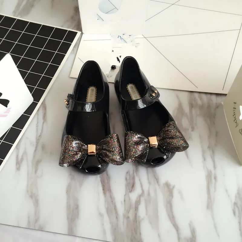 Mini Melissa/2019 г. Новые летние пластиковые сандалии для девочек с бантом Детские желе