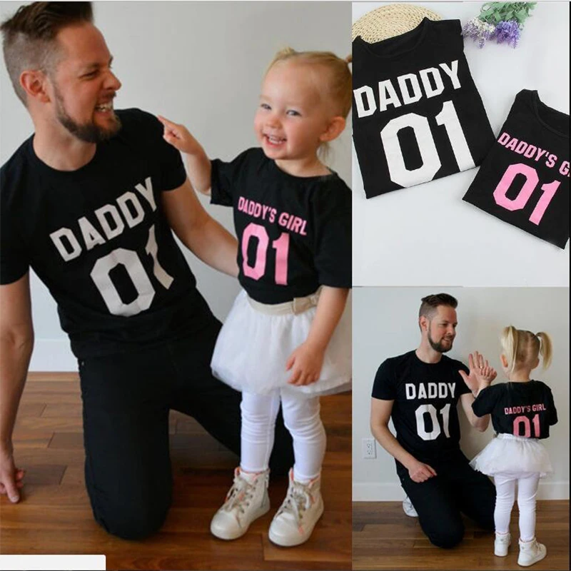Одежда для папы и дочки одинаковые комплекты семьи Daddys хлопковые совпадающие