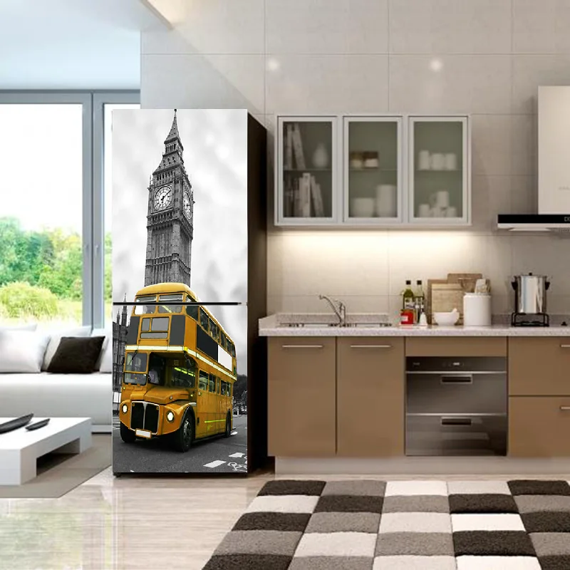 London узор дизайн самоклеющийся винил дверь холодильника стикеры Большие