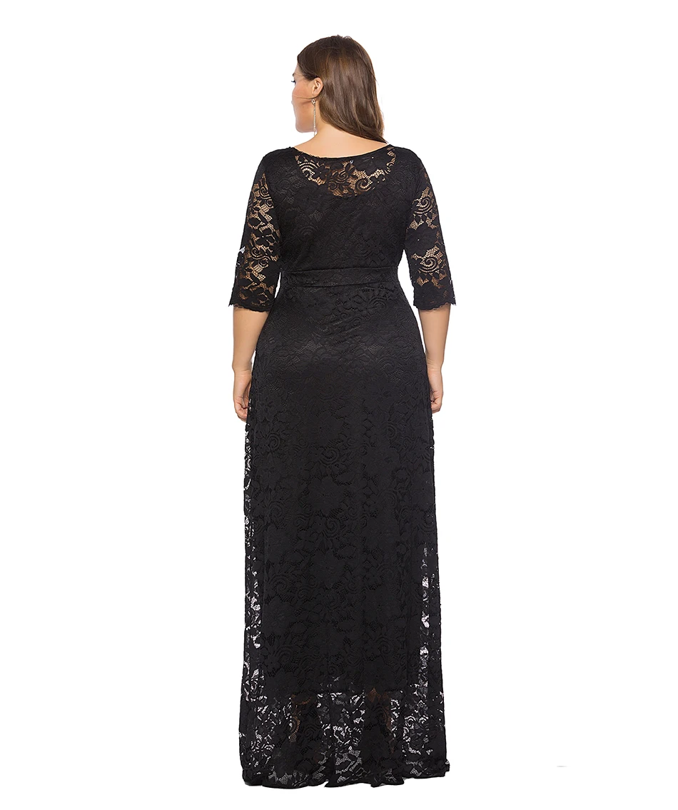 Miaoke Plus Size Red Maxi Lace Dress Women Clothing High Quality Fashion Vintage Sexy Club Party Elegant Dresses