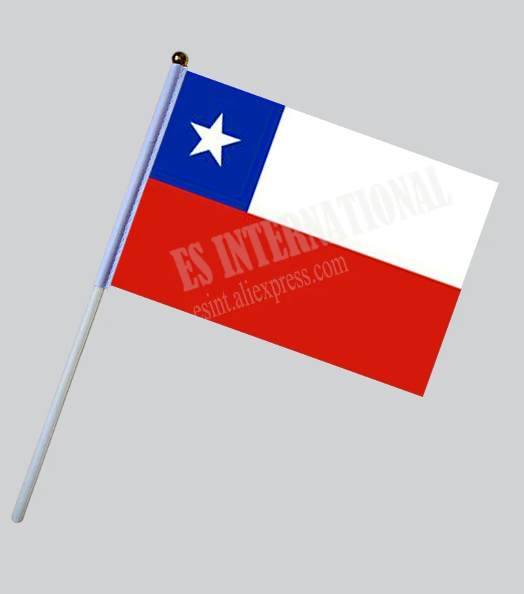

Chile Hand Flag National Hand Flag 14*21cm Polyester Small Size Flying Banner Custom Hand flag