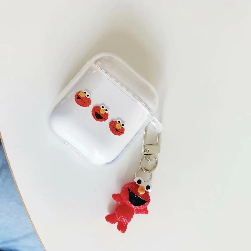 Мультяшная Улица Сезам Элмо милые наушники чехол для Apple беспроводной Bluetooth гарнитура Airpods Силиконовый Чехол Air pods 2 аксессуары
