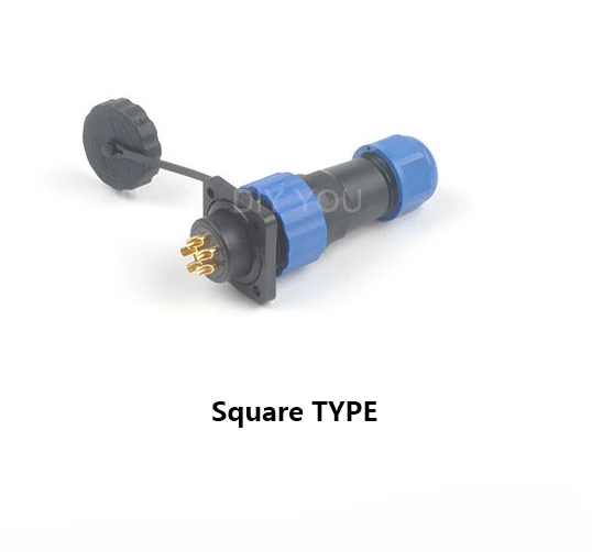 Square SP16 IP68 водонепроницаемый док авиационным соединителем с разъемом «папа» и муфтовый стыковочный переводник 2/3/4/5/6/7/9 контактный разъем для монтажа в панель Кабельный разъем - Цвет: Square