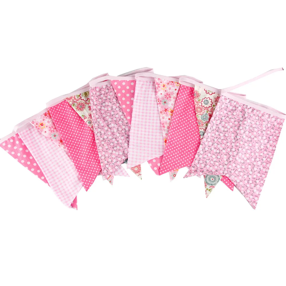 Гирлянда винтажная розовая ручной работы 3 2 м 12 флагов украшения реквизит для