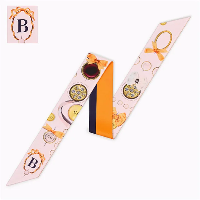 26 букв foulard femme soie de marque de Lux модный Арафат небольшой галстук сумка ленты несколько обертывания Маленький Длинный Шелковый сумка с шарфом