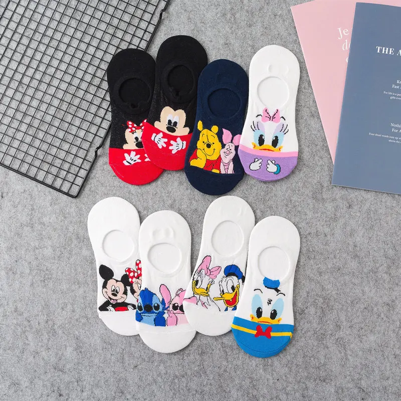 Г. летние женские милые мультфильм невидимые лодочки носки Popsocket Kawaii Нескользящие не показать носки для девочек мышь утка Medias Cortas De Mujer