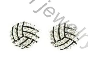 

10 пар Стразы из цинкового сплава металлические волейбольные серьги-гвоздики, ювелирные изделия Модные Спортивные Вентиляторы Кубок мира н...