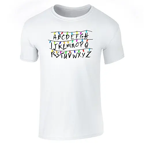 2018fashion hot sell Christmas Lights Alphabet From Stranger Things Short Sleeve T-Shirt 100% cotton casual tops tee cubs jersey | Мужская
